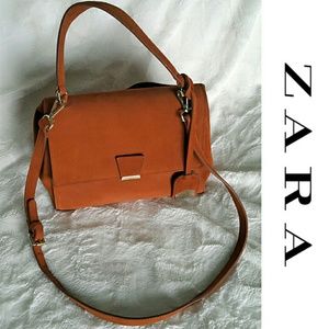 Zara Orange Suede City Bag